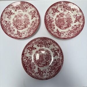 1940's Royal Staffordshire Clarice Cliff  3 Tonquin Red, Pink Coffee Cup Saucers